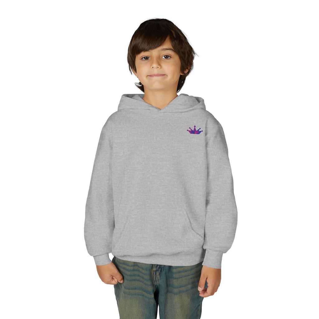 Youth Hoodie with Purple Crown Embroidery — Kids' Royal Logo Sweatshirt