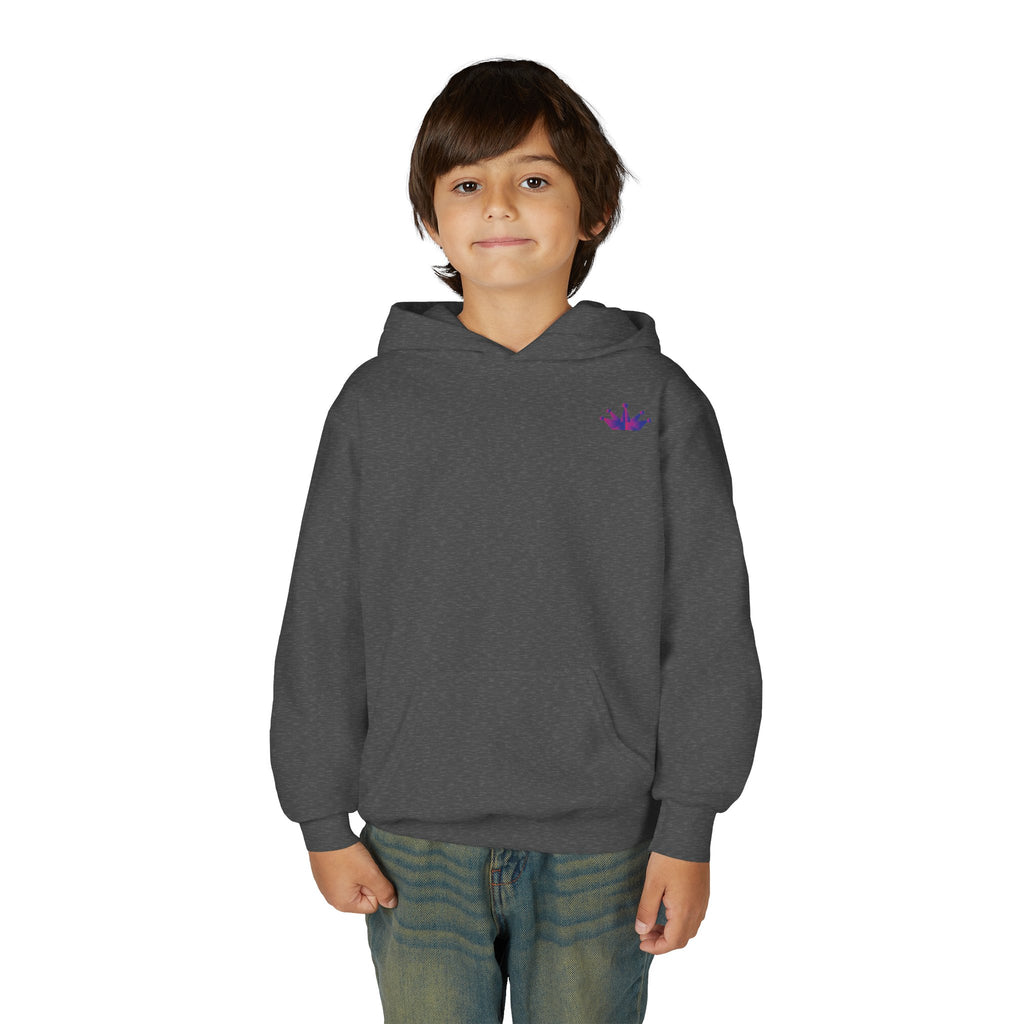 Youth Hoodie with Purple Crown Embroidery — Kids' Royal Logo Sweatshirt