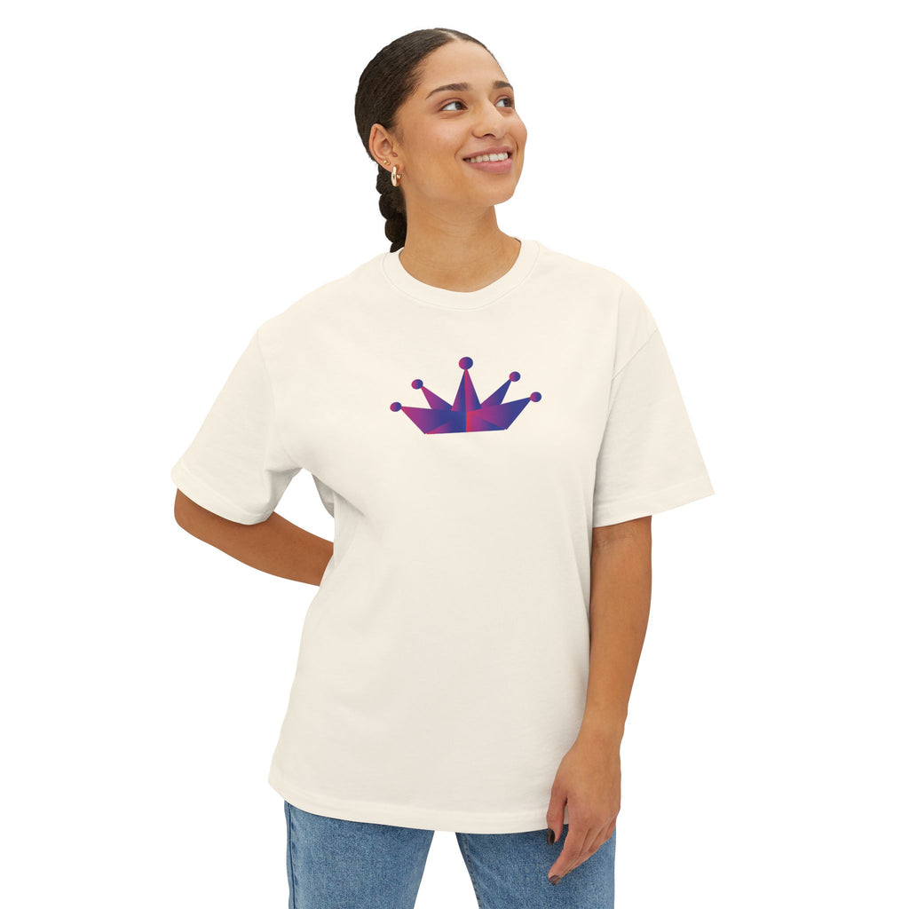 Crown Design Unisex Oversized Boxy Tee, Comfortable Tee, Gift for Friends, Casual Wear, Birthday Celebration, Streetwear