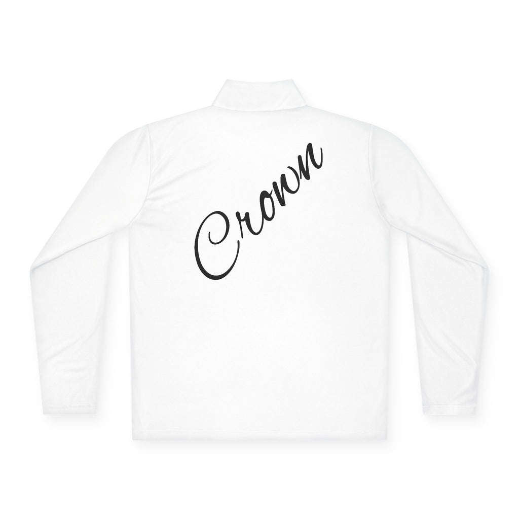 Crown Quarter-Zip Pullover — Embroidered Mini Crown Front & Script “Crown” Back