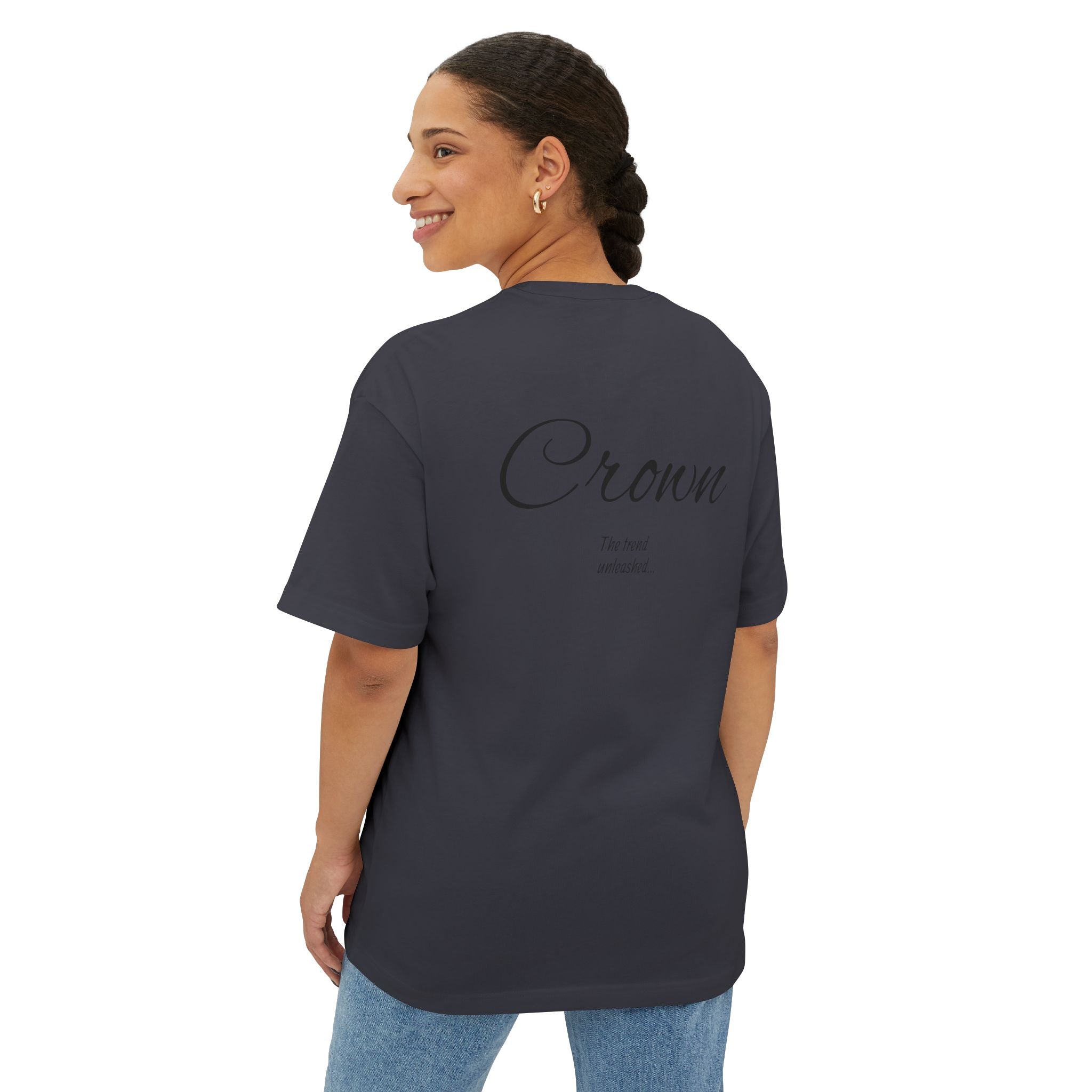 Crown Design Unisex Oversized Boxy Tee, Comfortable Tee, Gift for Friends, Casual Wear, Birthday Celebration, Streetwear