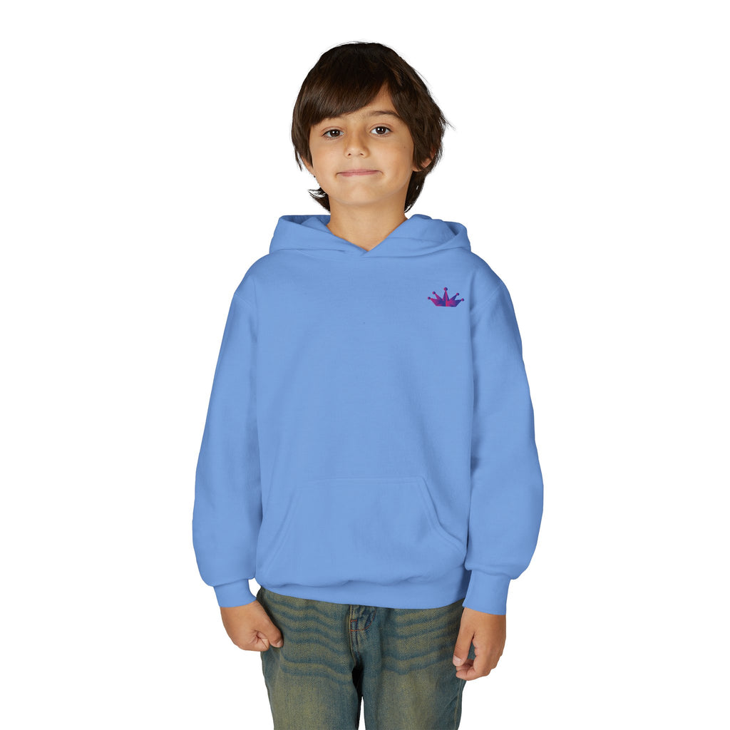 Youth Hoodie with Purple Crown Embroidery — Kids' Royal Logo Sweatshirt