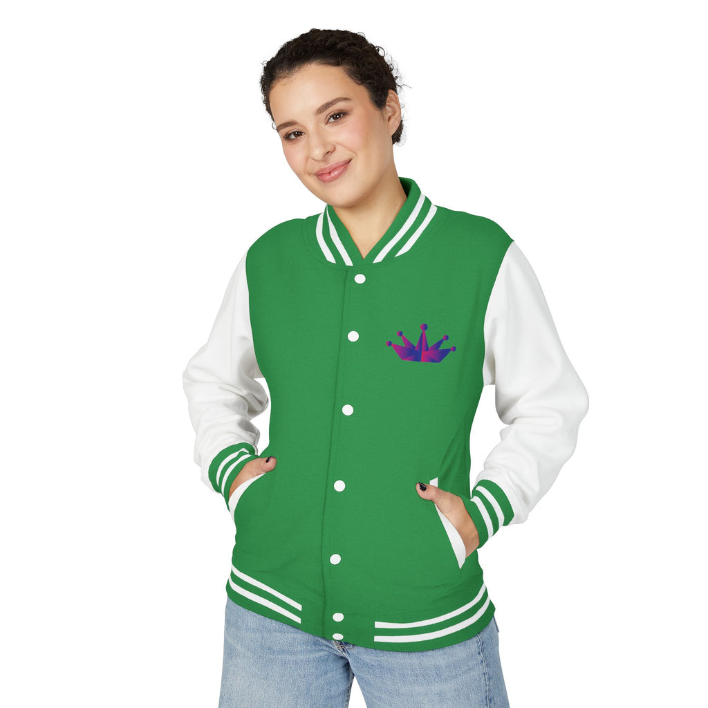 Letterman Jacket - Purple Floral Crown Embroidered Varsity Jacket