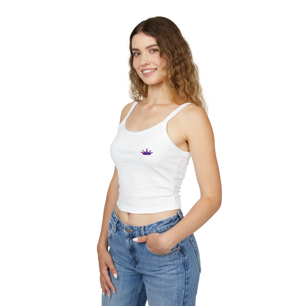 Crown Mini Graphic Tank Top — Feminine Purple Crown Spaghetti Strap Crop
