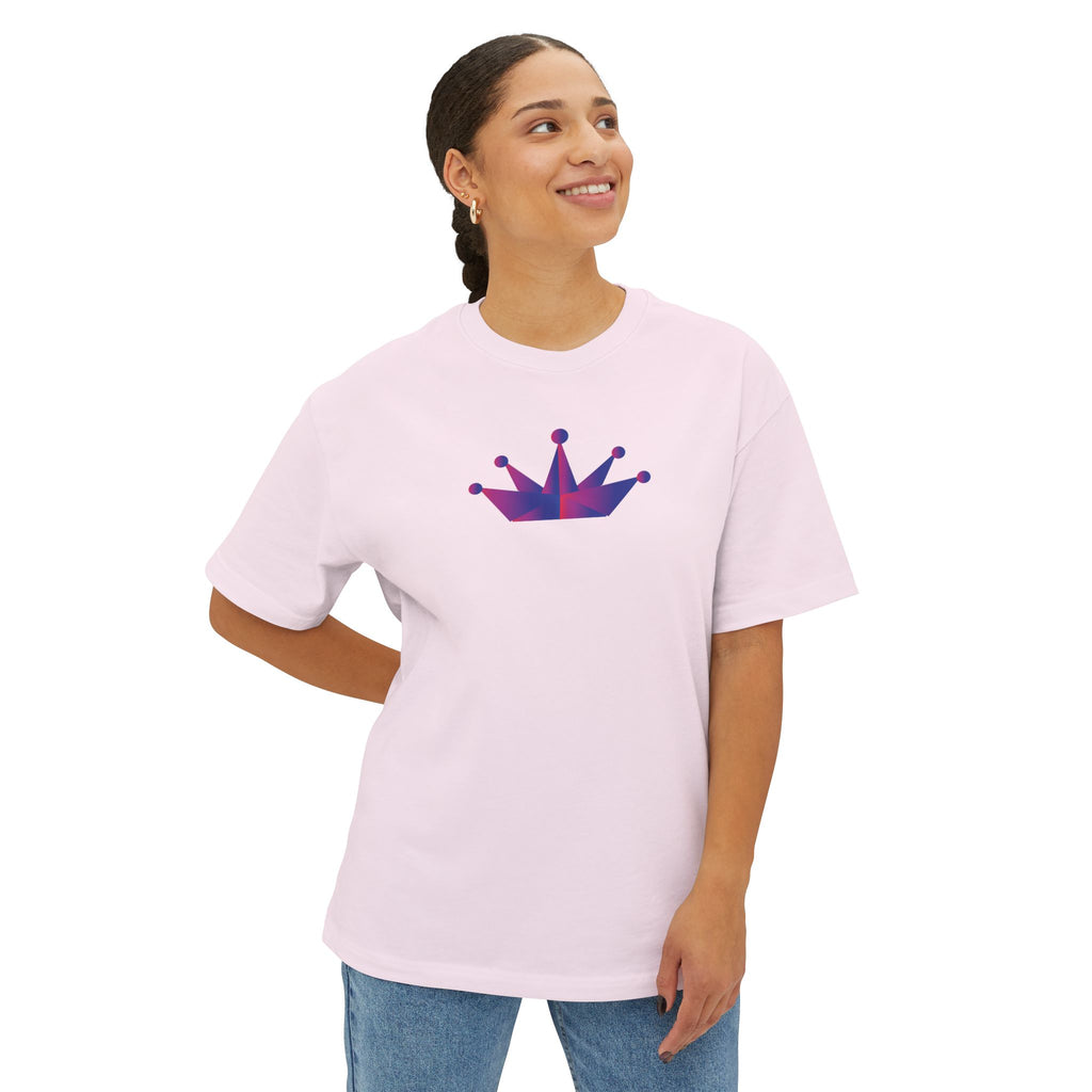 Crown Design Unisex Oversized Boxy Tee, Comfortable Tee, Gift for Friends, Casual Wear, Birthday Celebration, Streetwear