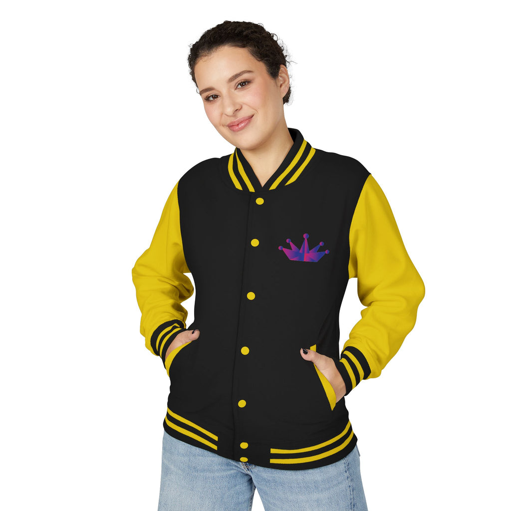 Letterman Jacket - Purple Floral Crown Embroidered Varsity Jacket