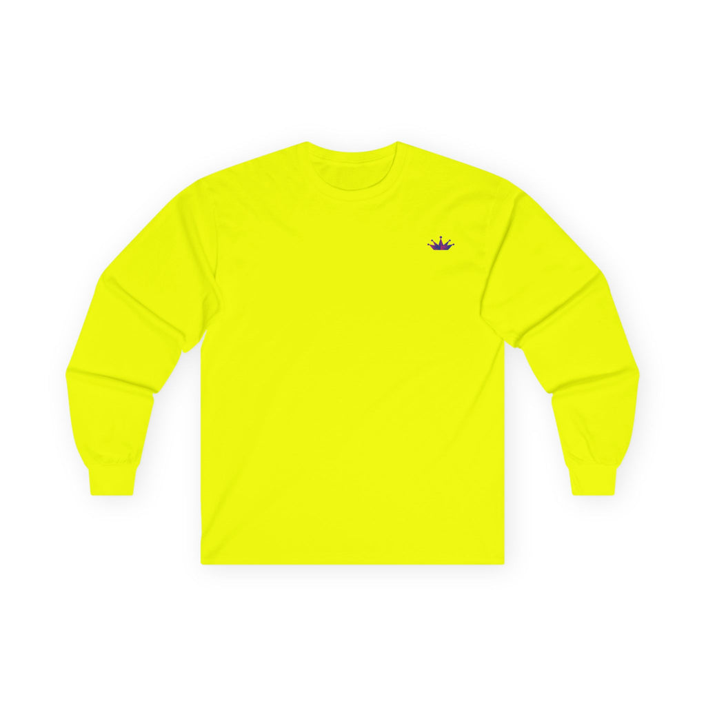 Long Sleeve Tee — Small Purple Crown Chest Logo