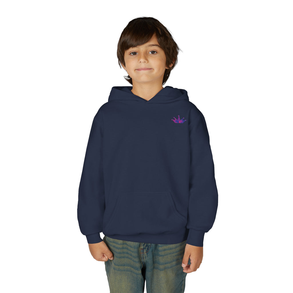 Youth Hoodie with Purple Crown Embroidery — Kids' Royal Logo Sweatshirt