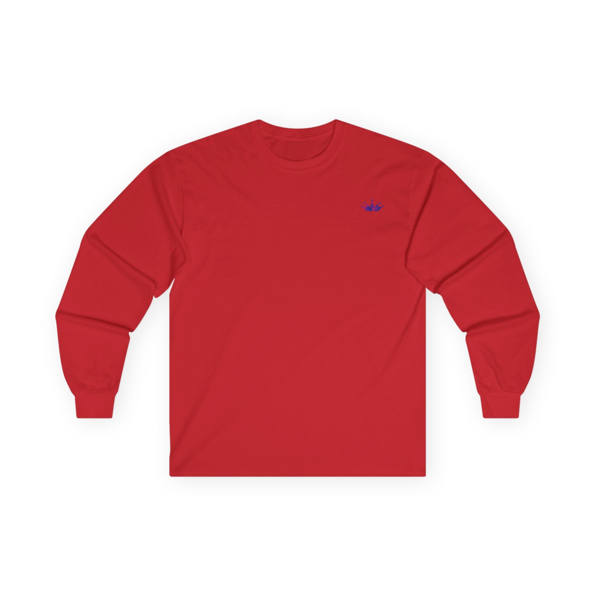 Long Sleeve Tee — Small Purple Crown Chest Logo