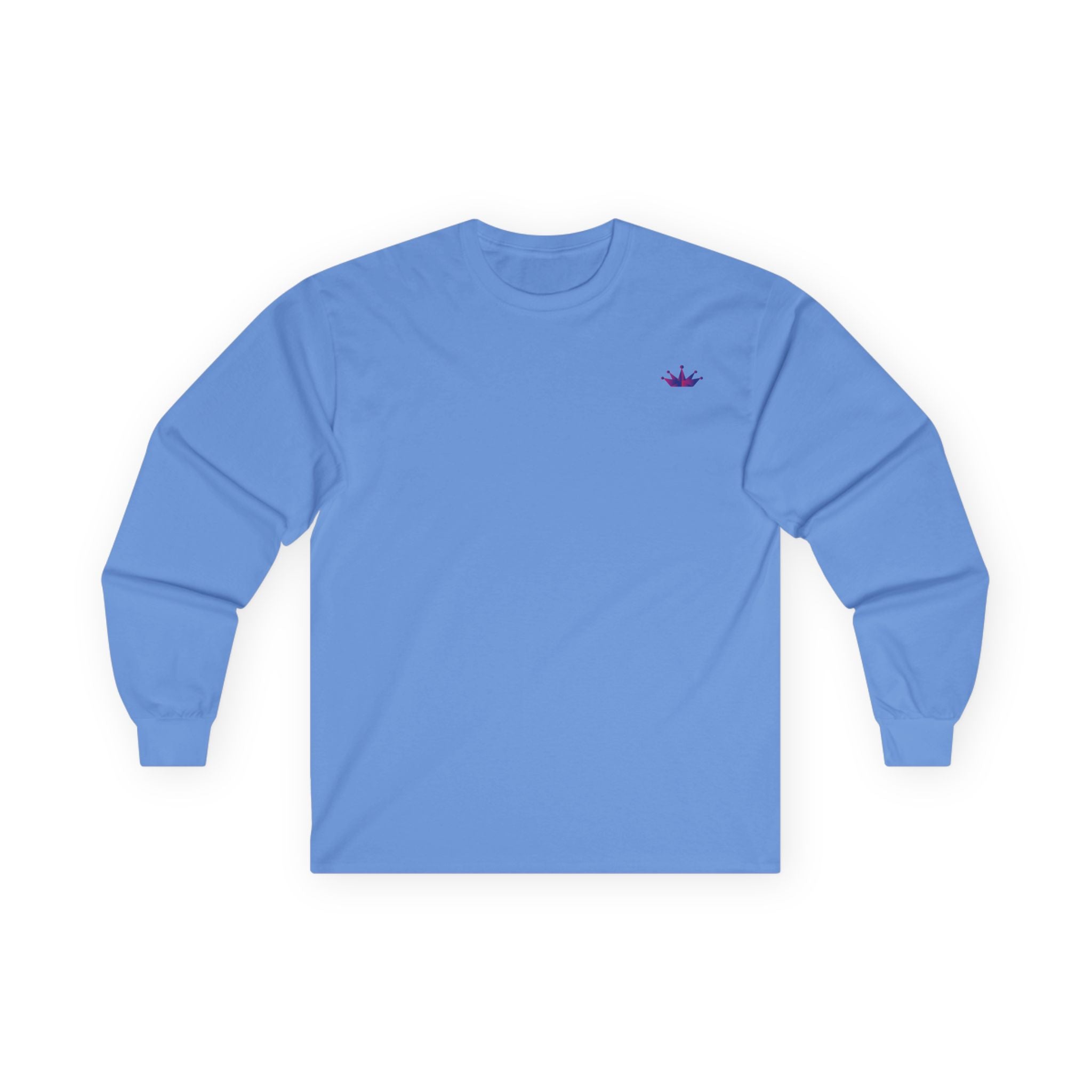 Long Sleeve Tee — Small Purple Crown Chest Logo
