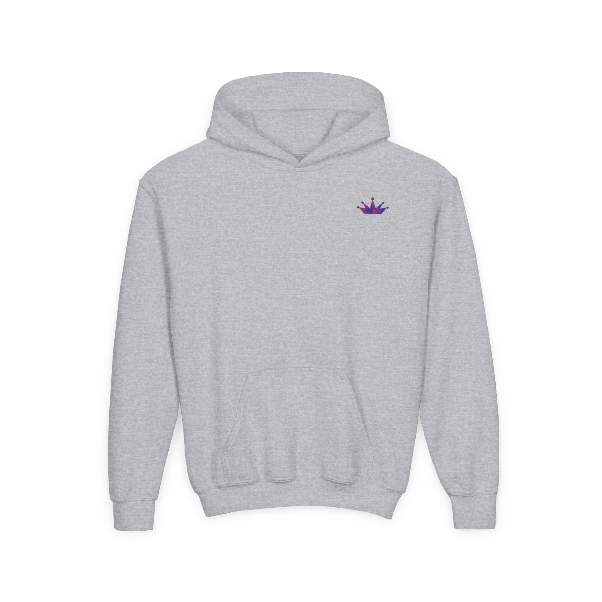 Youth Hoodie with Purple Crown Embroidery — Kids' Royal Logo Sweatshirt