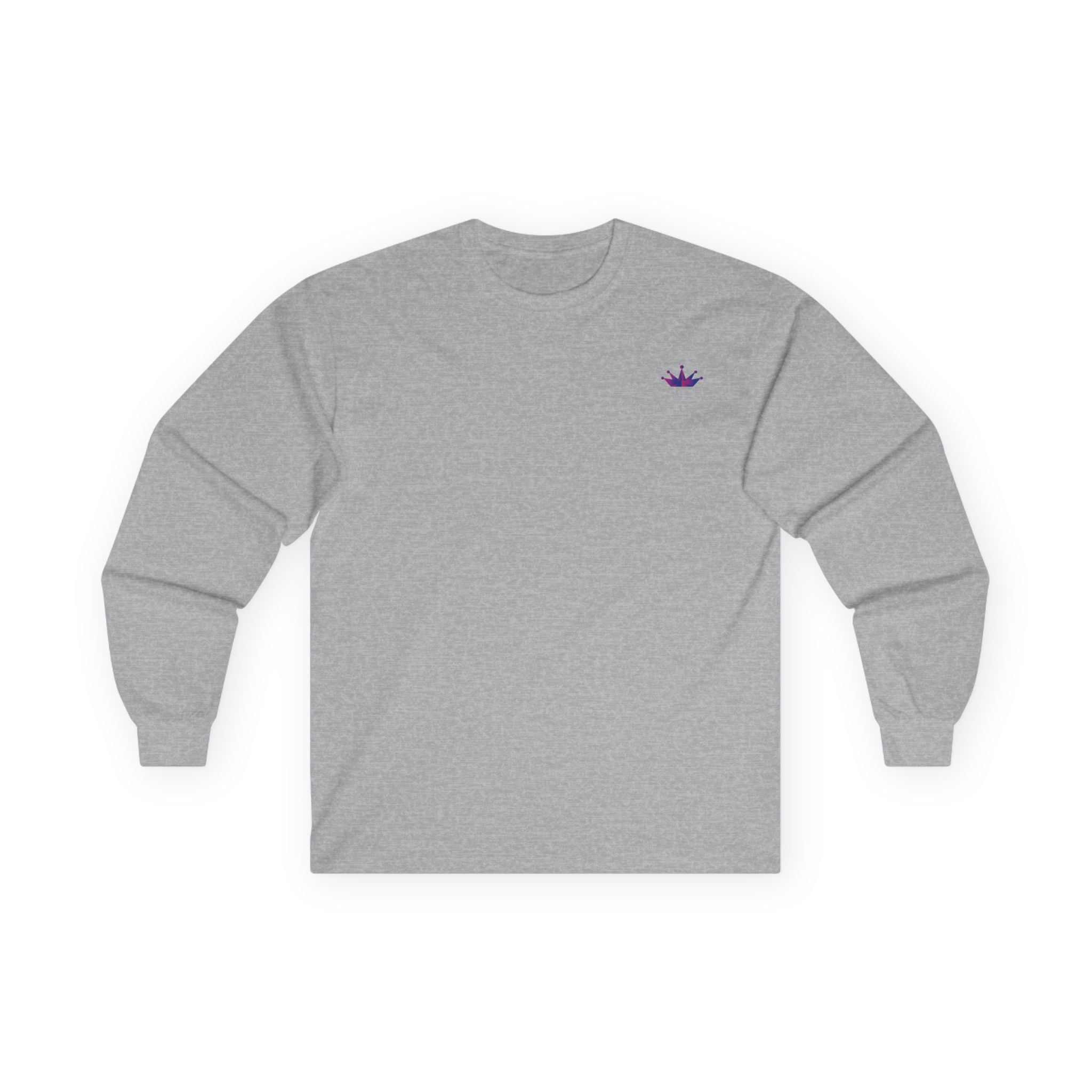 Long Sleeve Tee — Small Purple Crown Chest Logo