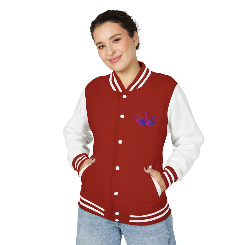Letterman Jacket - Purple Floral Crown Embroidered Varsity Jacket