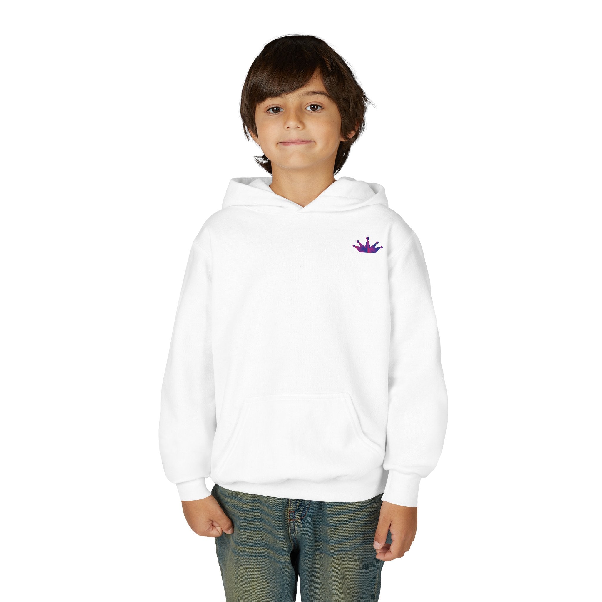 Youth Hoodie with Purple Crown Embroidery — Kids' Royal Logo Sweatshirt