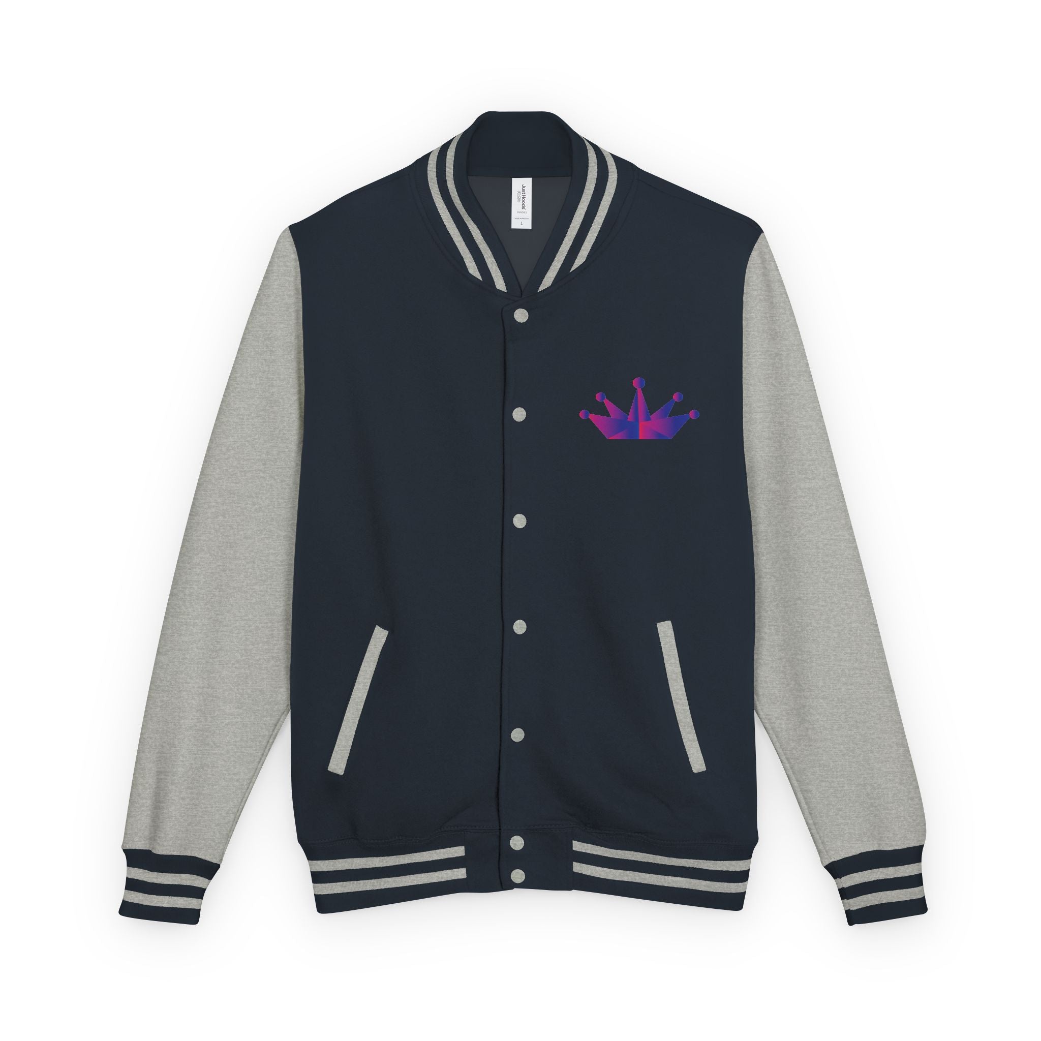 Letterman Jacket - Purple Floral Crown Embroidered Varsity Jacket