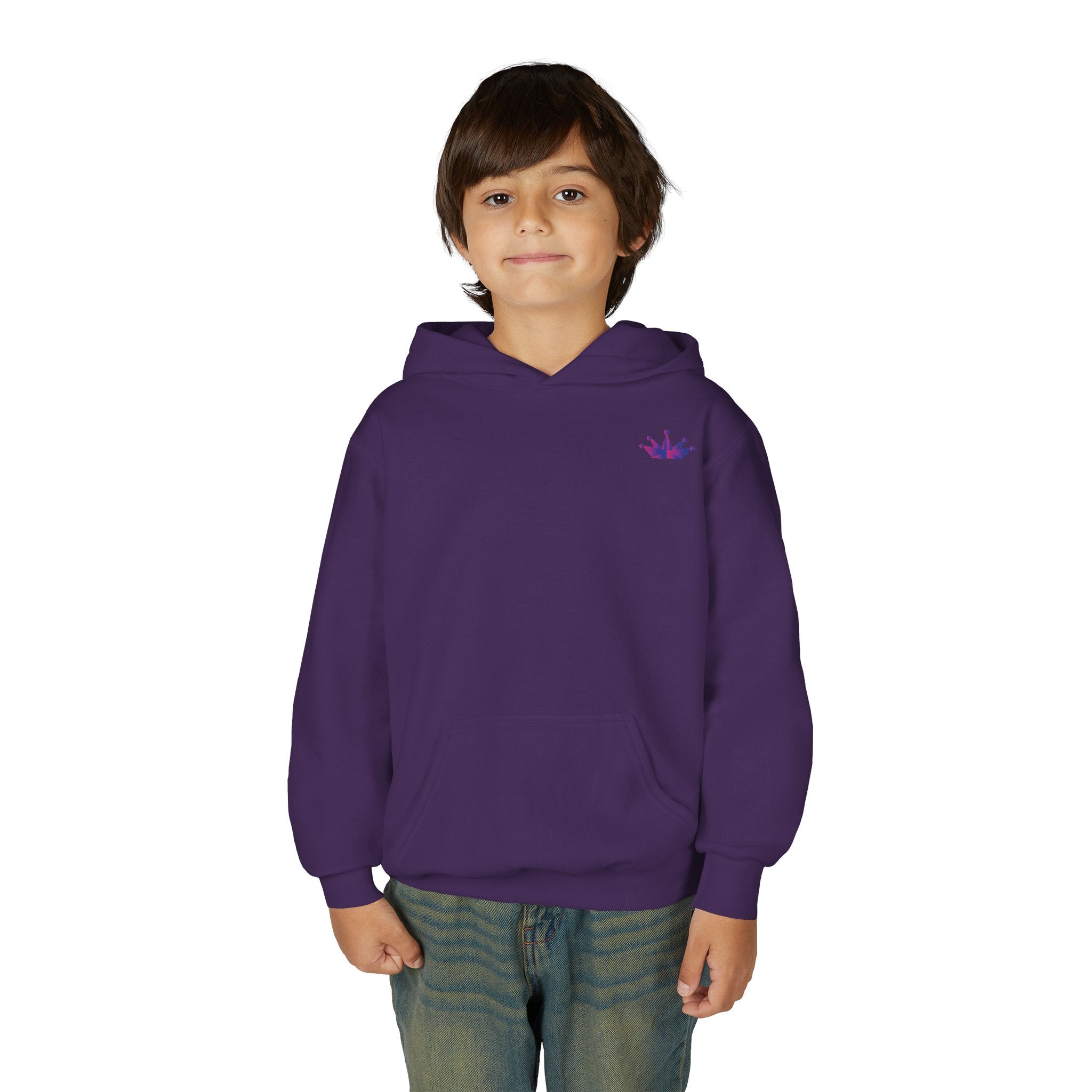 Youth Hoodie with Purple Crown Embroidery — Kids' Royal Logo Sweatshirt