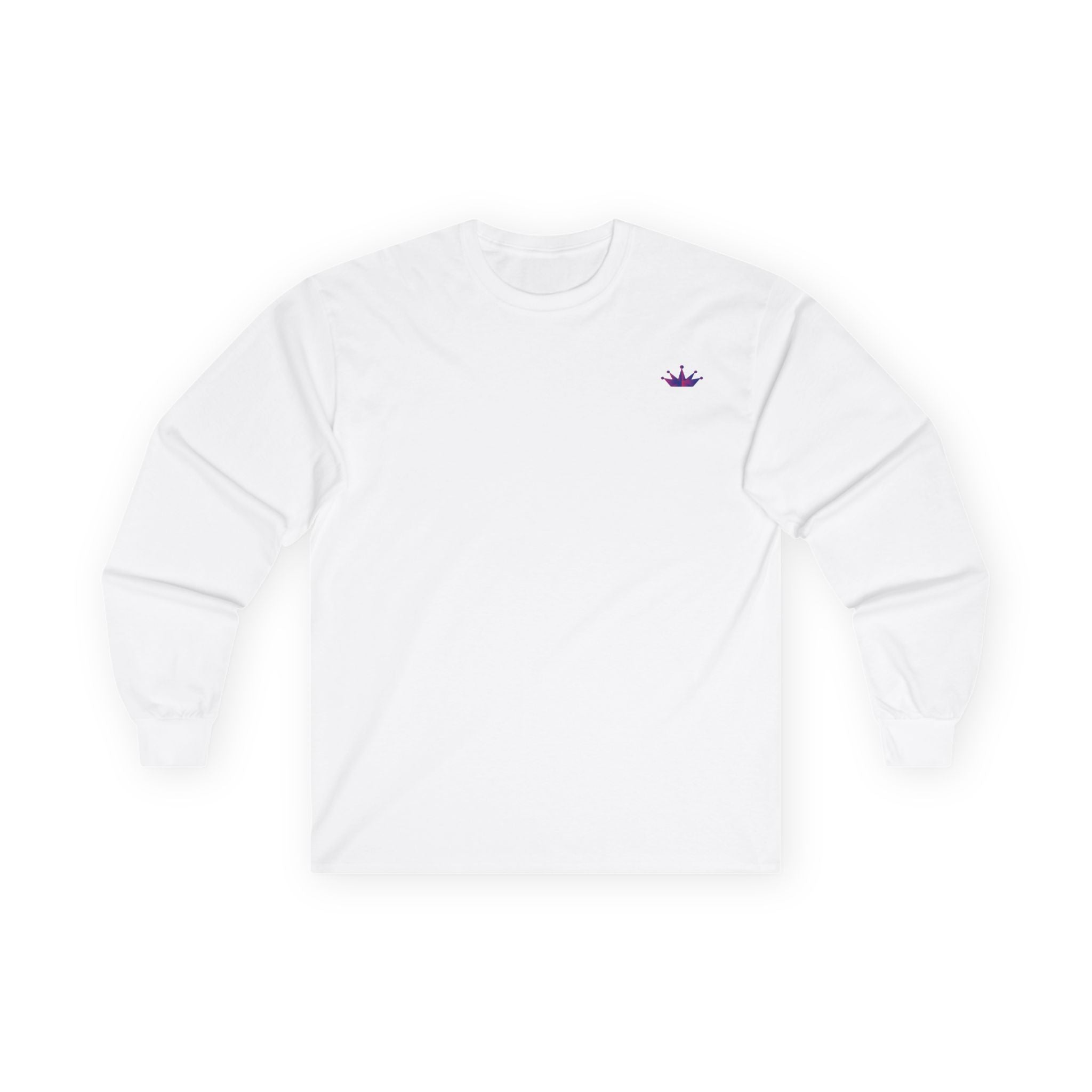 Long Sleeve Tee — Small Purple Crown Chest Logo