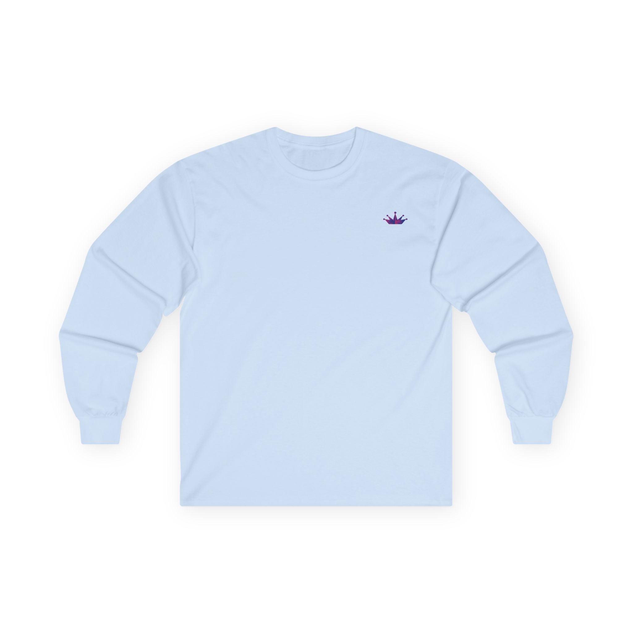 Long Sleeve Tee — Small Purple Crown Chest Logo