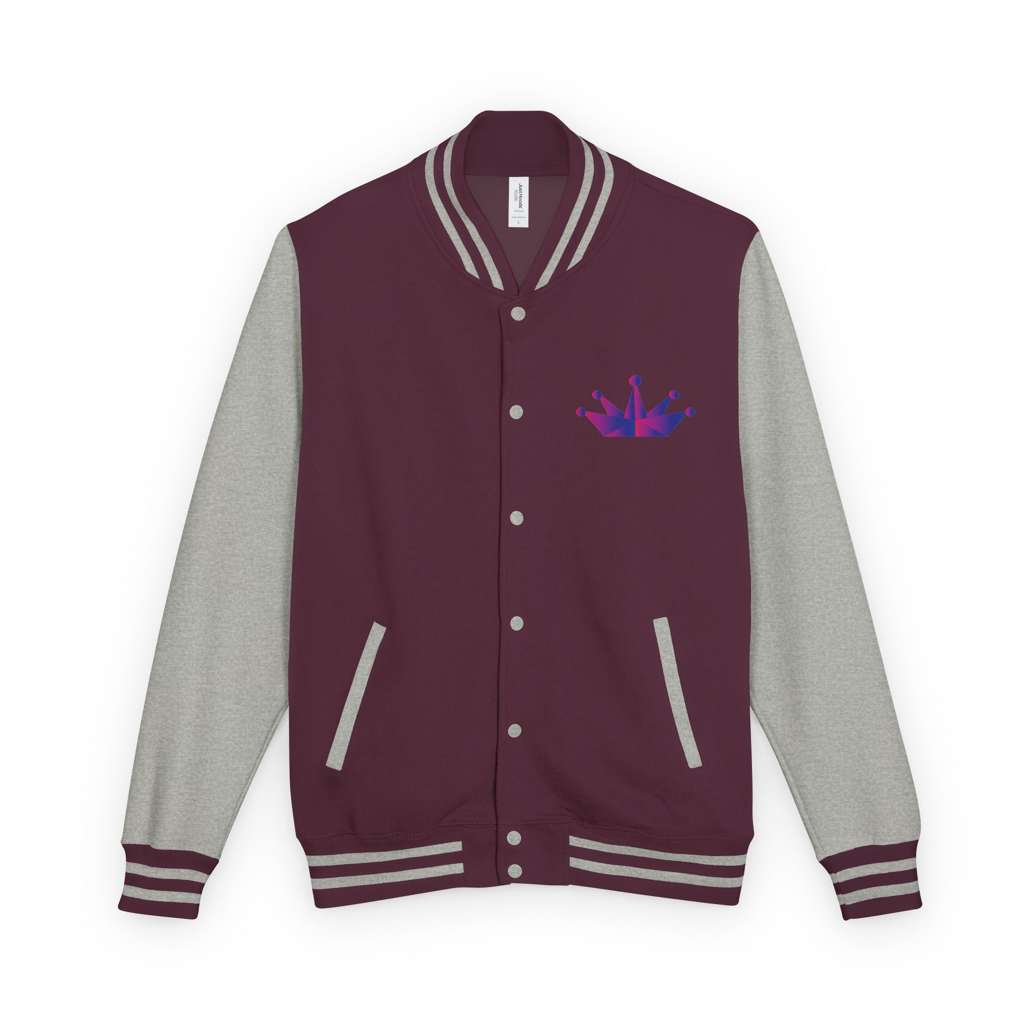 Letterman Jacket - Purple Floral Crown Embroidered Varsity Jacket