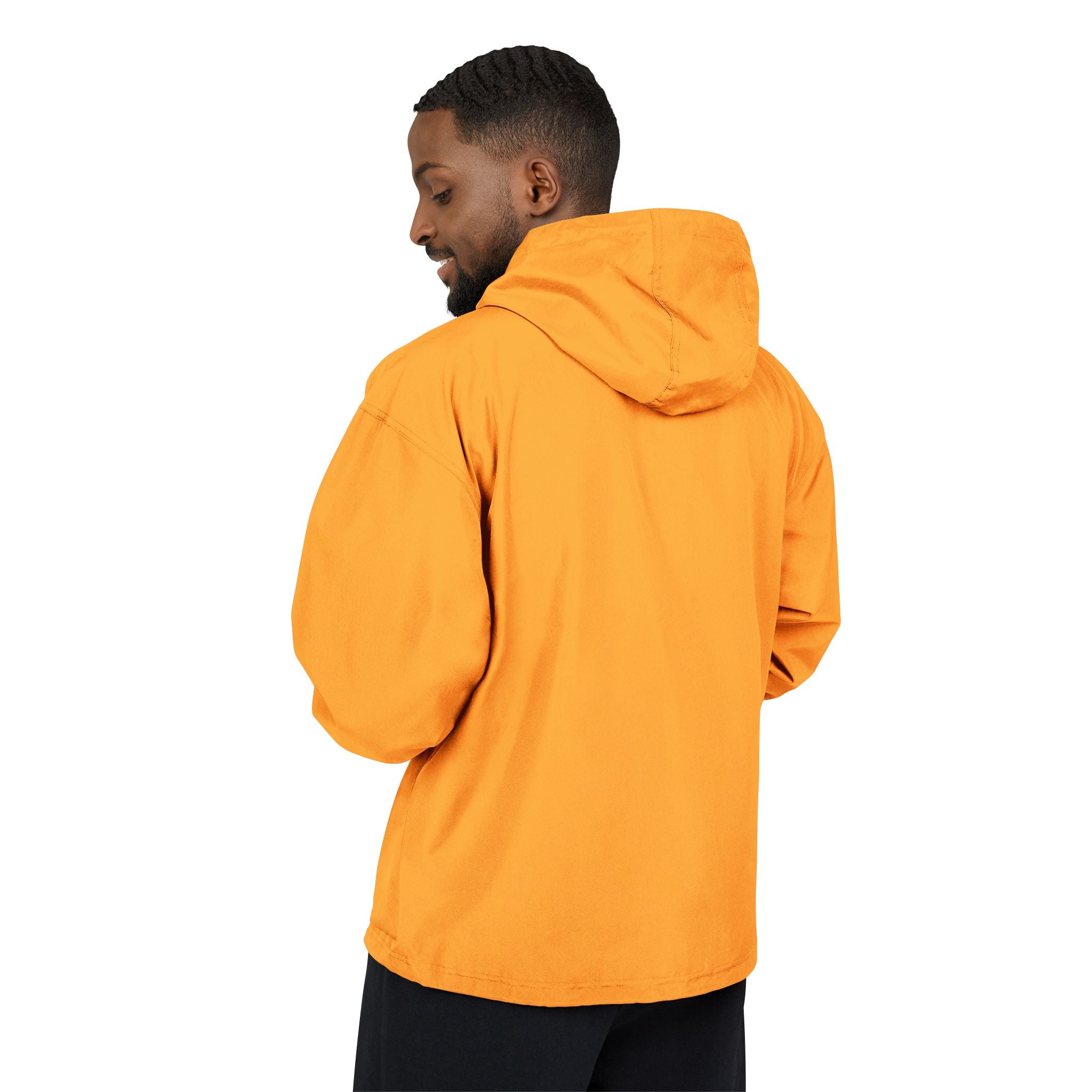Packable Anorak Jacket — Orange Windbreaker with Crown Embroidery