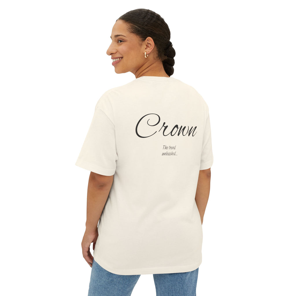 Crown Design Unisex Oversized Boxy Tee, Comfortable Tee, Gift for Friends, Casual Wear, Birthday Celebration, Streetwear