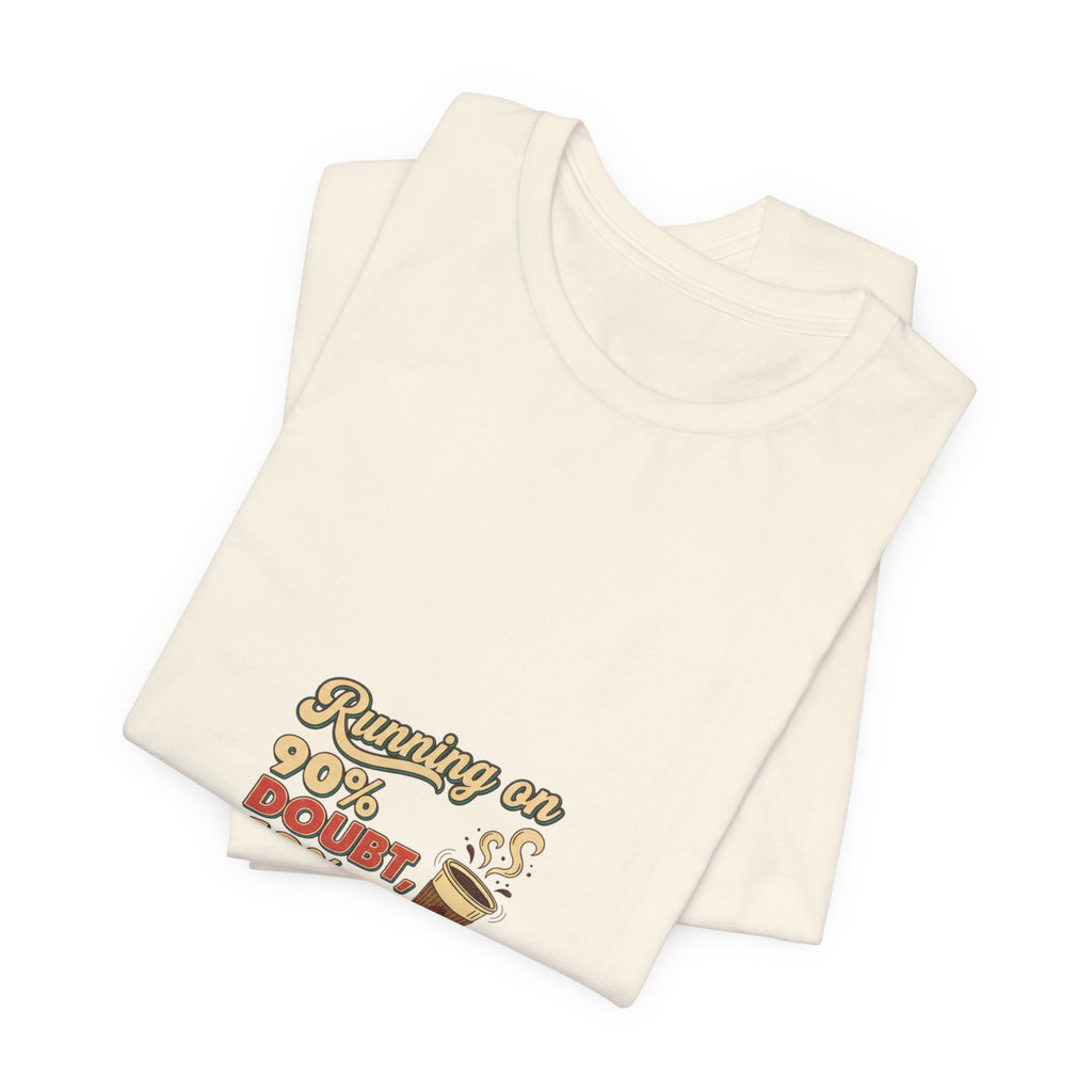 Running on 90% Doubt 10% Caffeine Tee | Sarcastic Shirt, Introvert Quote
