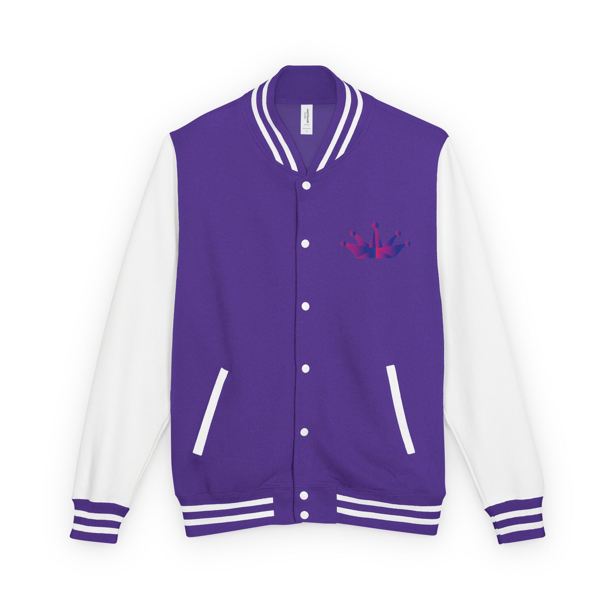 Letterman Jacket - Purple Floral Crown Embroidered Varsity Jacket