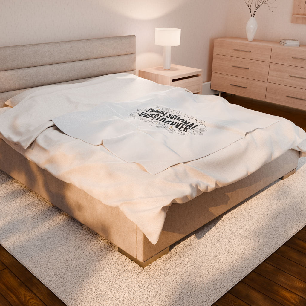 Professional Overthinker Velveteen Plush Blanket | Sarcastic Quote, Self-Deprecating Humor