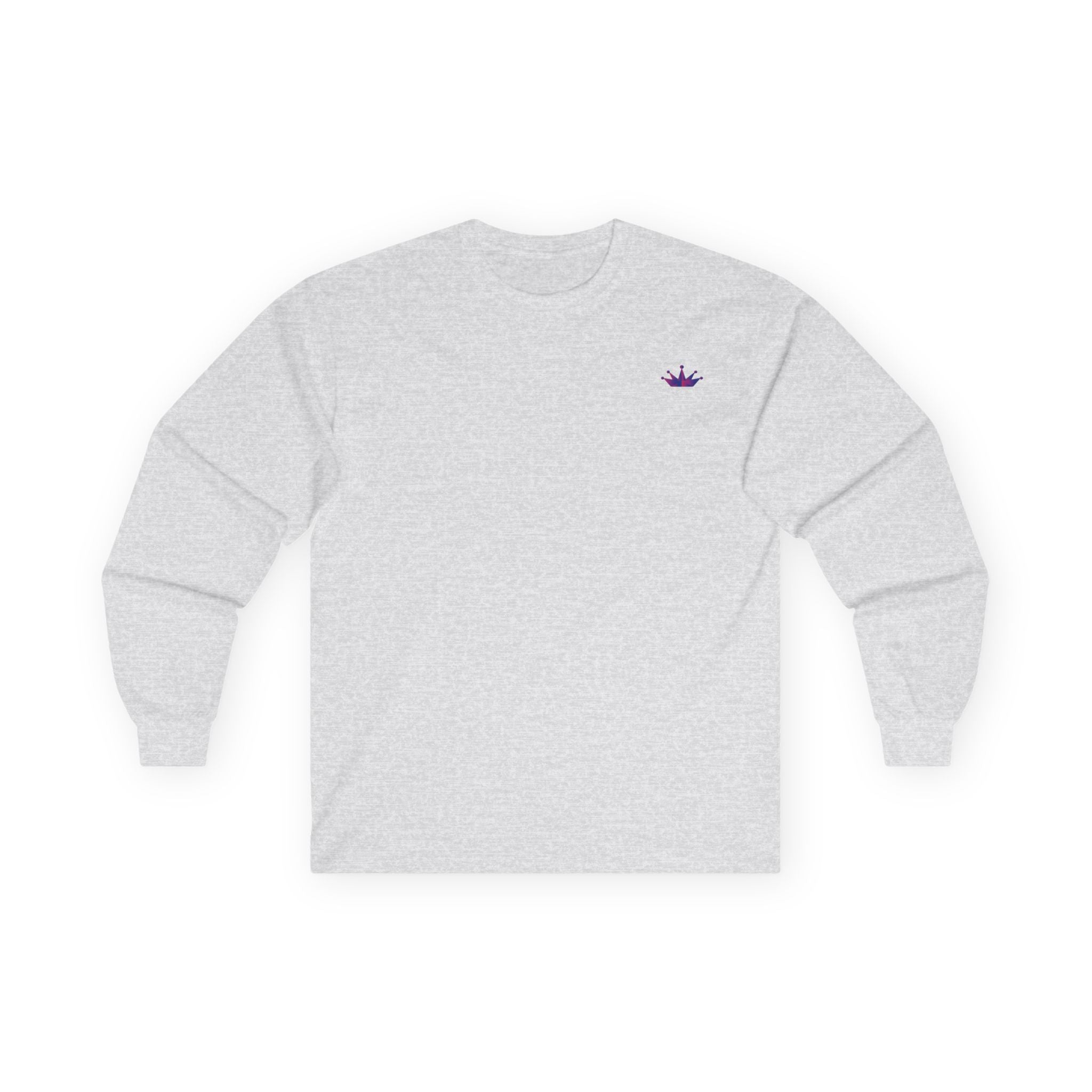 Long Sleeve Tee — Small Purple Crown Chest Logo
