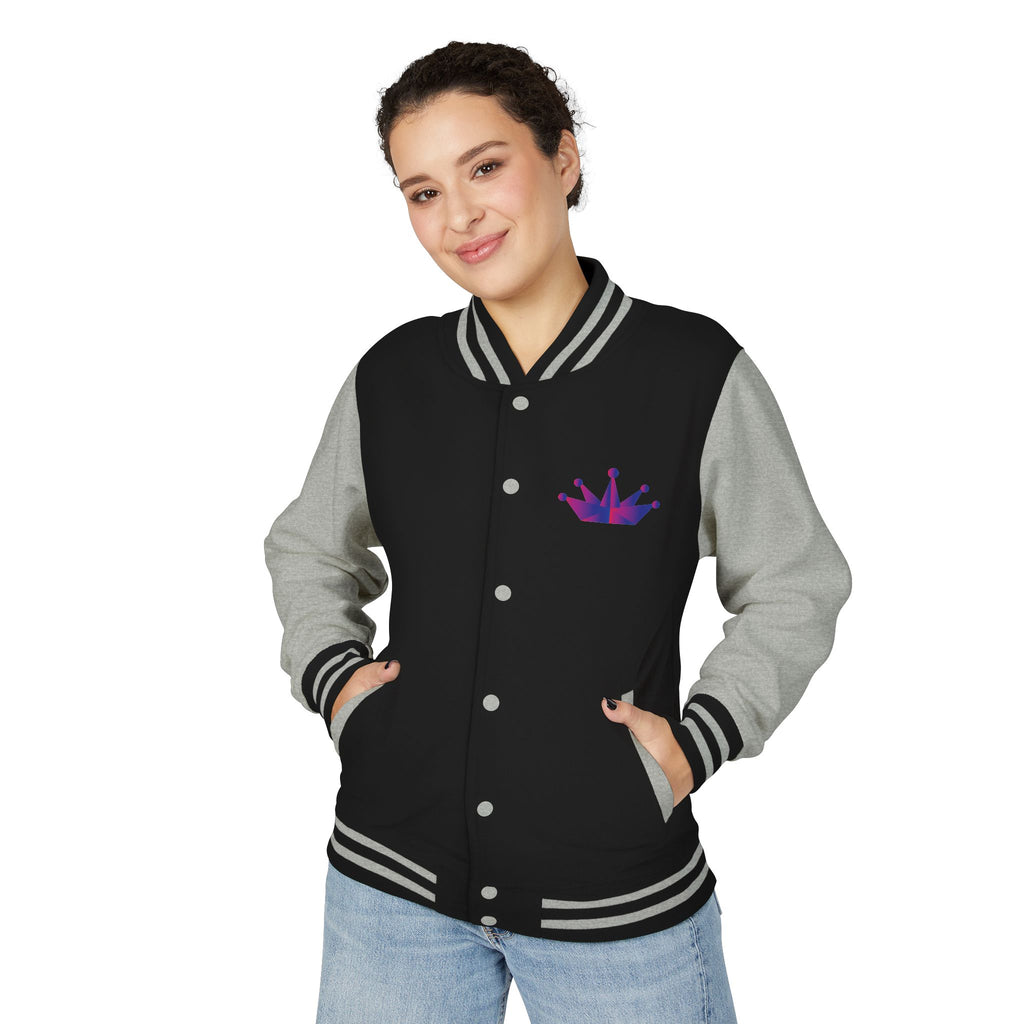 Letterman Jacket - Purple Floral Crown Embroidered Varsity Jacket