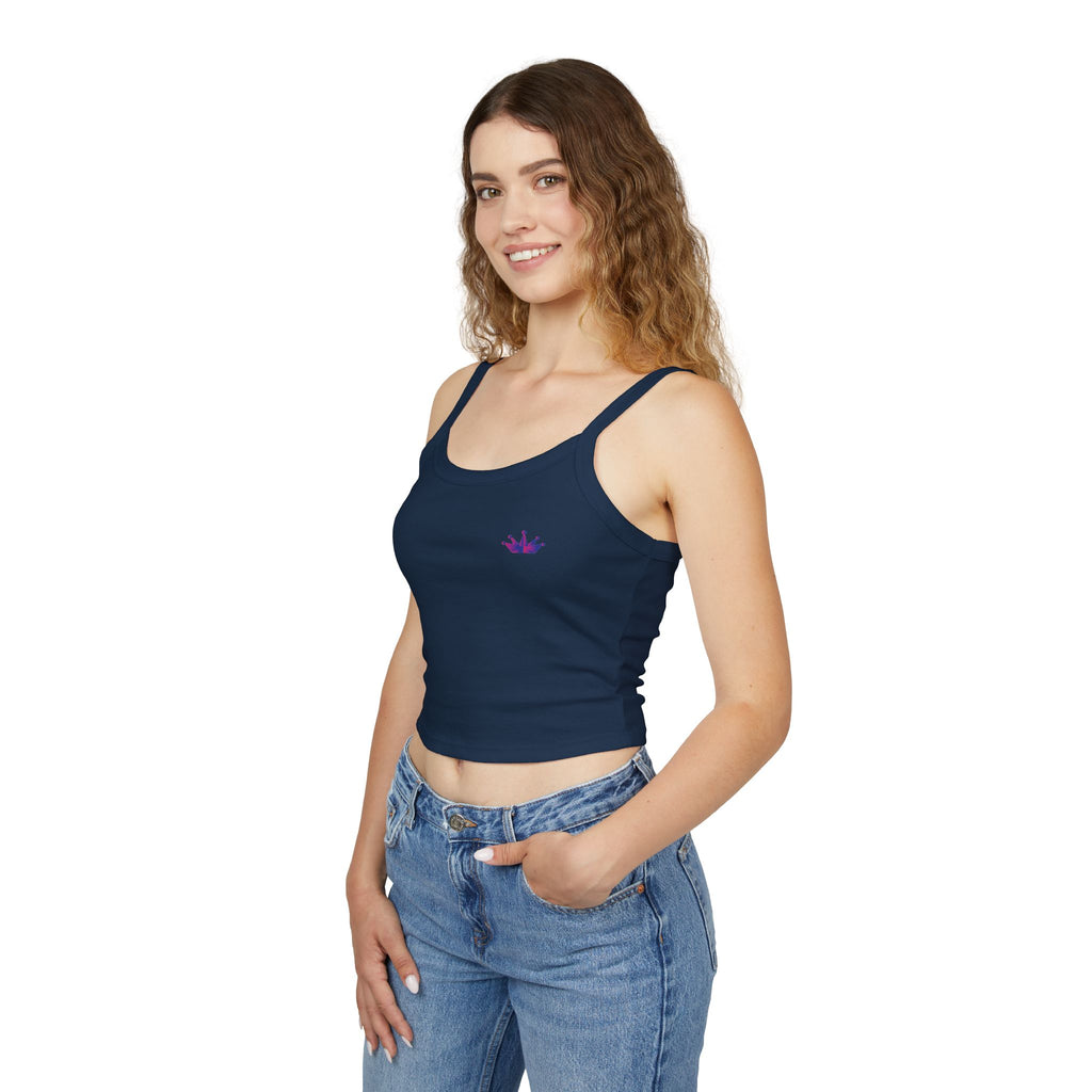 Crown Mini Graphic Tank Top — Feminine Purple Crown Spaghetti Strap Crop