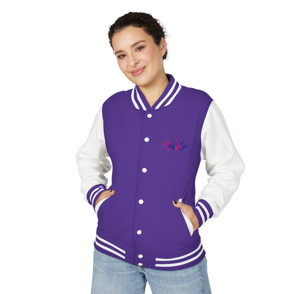 Letterman Jacket - Purple Floral Crown Embroidered Varsity Jacket