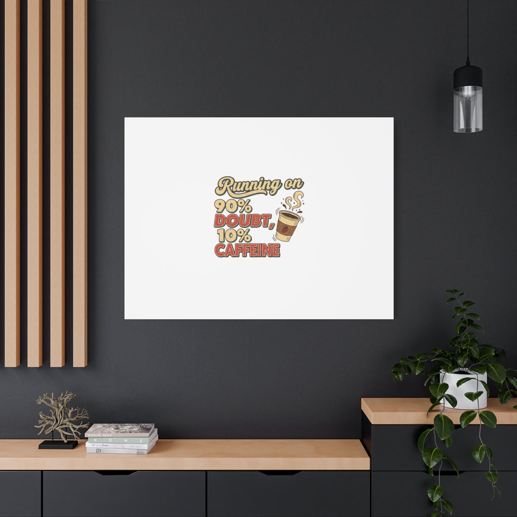 Running on 90% Doubt 10% Caffeine Canvas | Sarcastic Self-Deprecating Quote