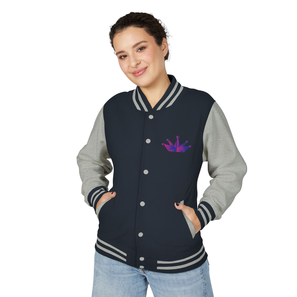 Letterman Jacket - Purple Floral Crown Embroidered Varsity Jacket
