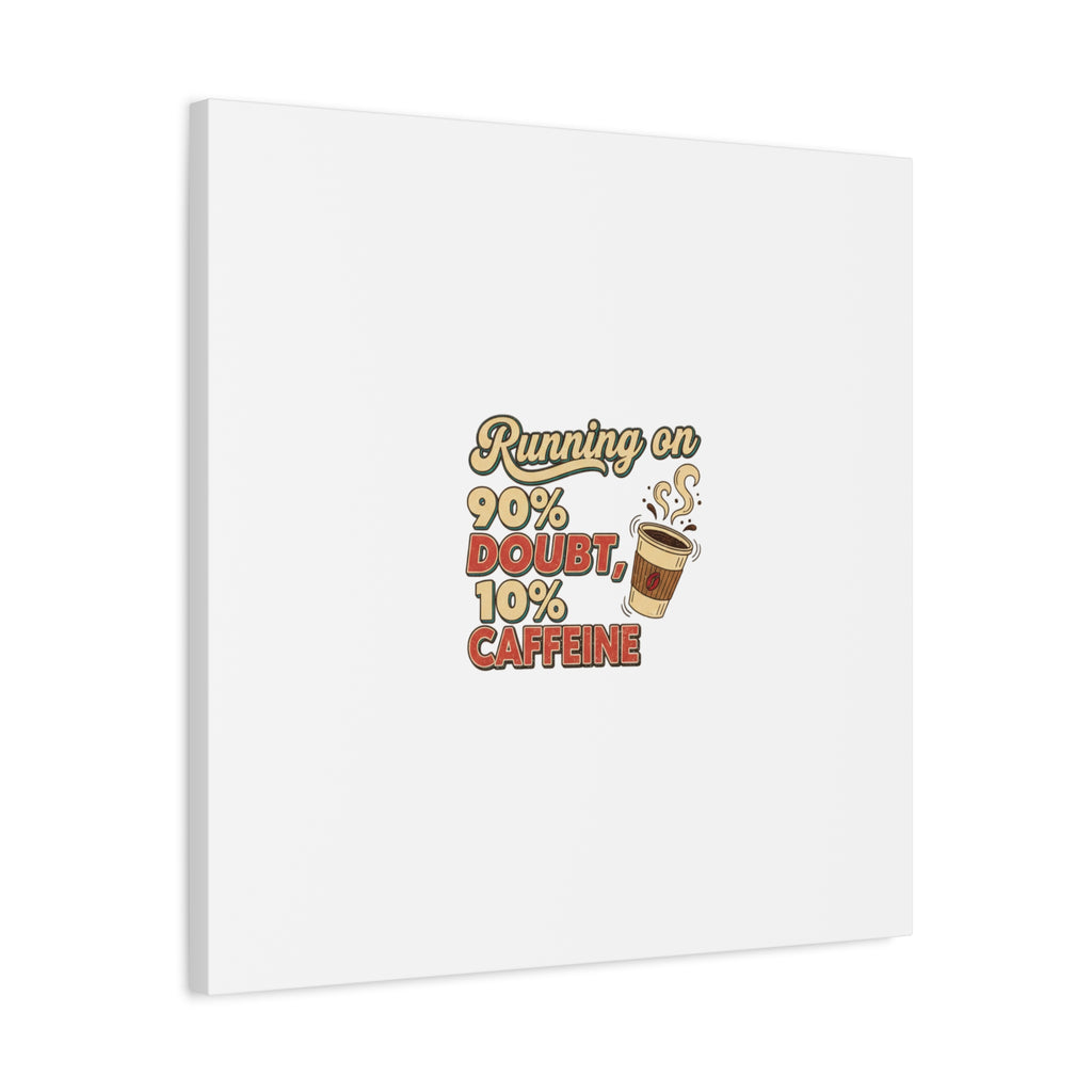 Running on 90% Doubt 10% Caffeine Canvas | Sarcastic Self-Deprecating Quote