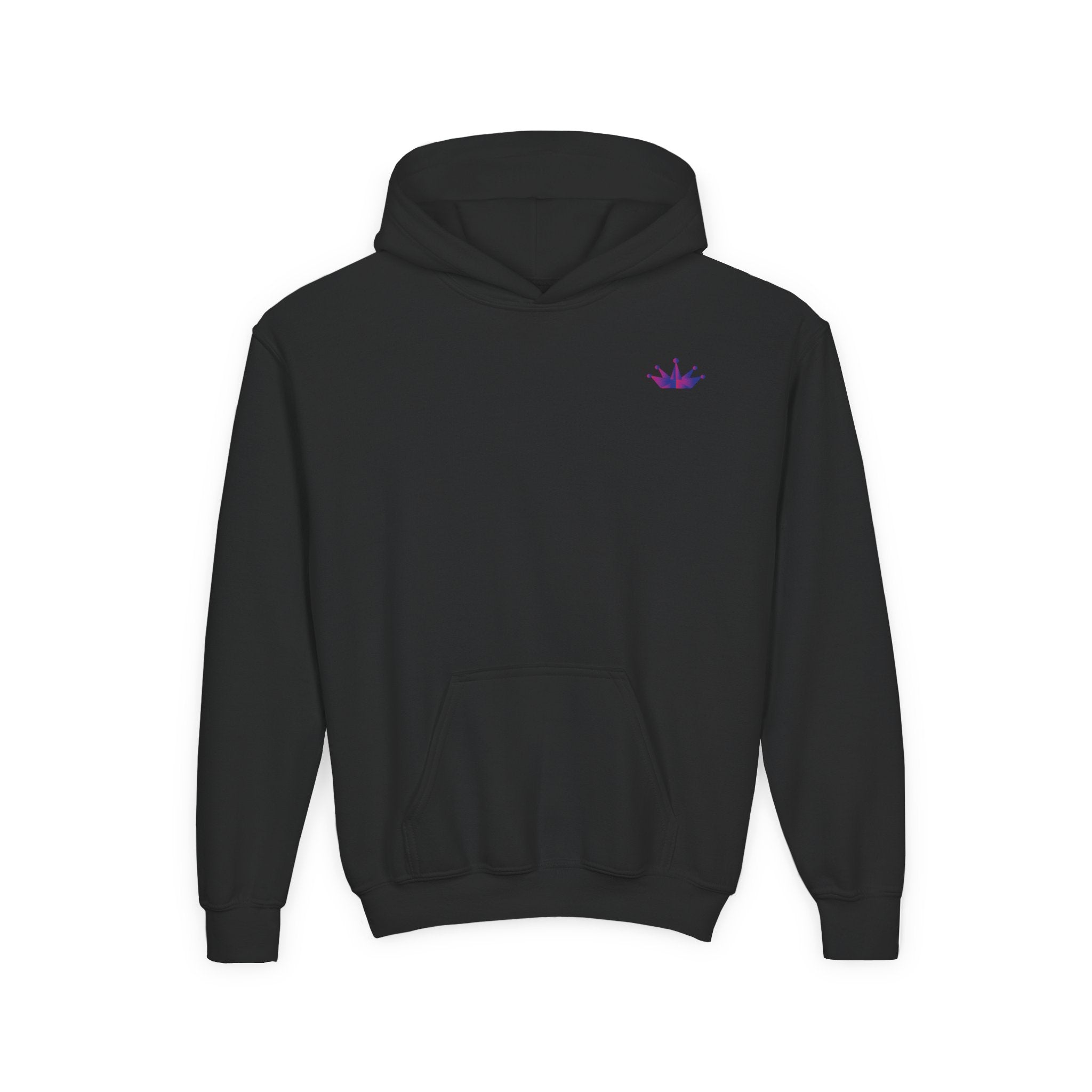 Youth Hoodie with Purple Crown Embroidery — Kids' Royal Logo Sweatshirt