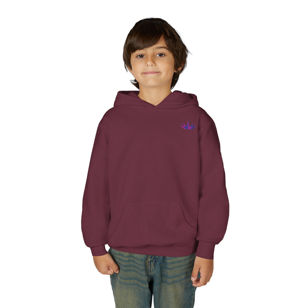 Youth Hoodie with Purple Crown Embroidery — Kids' Royal Logo Sweatshirt