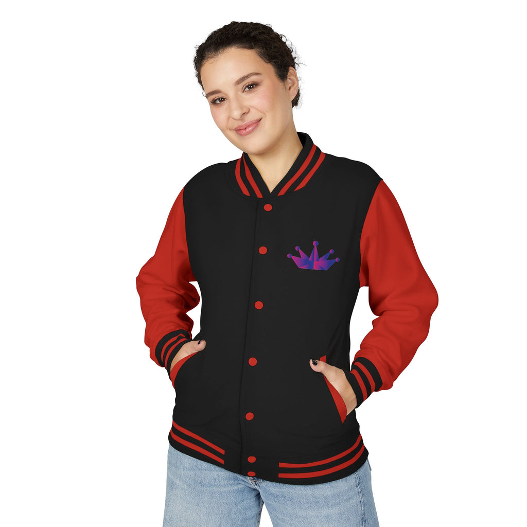 Letterman Jacket - Purple Floral Crown Embroidered Varsity Jacket