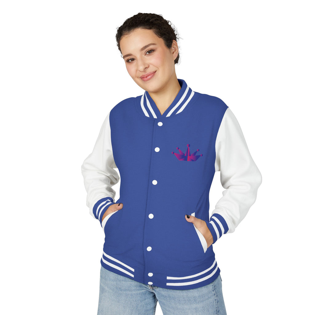 Letterman Jacket - Purple Floral Crown Embroidered Varsity Jacket