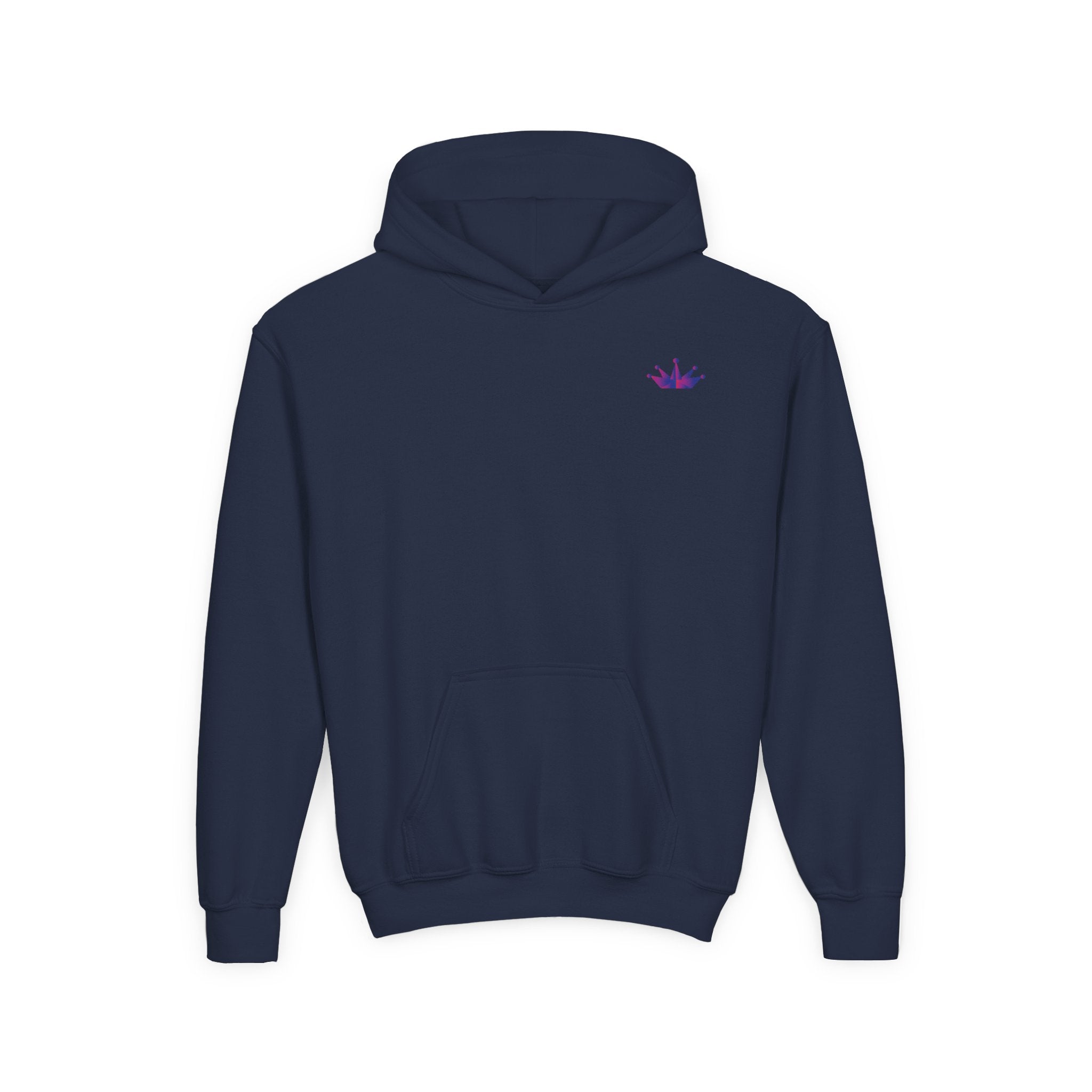 Youth Hoodie with Purple Crown Embroidery — Kids' Royal Logo Sweatshirt