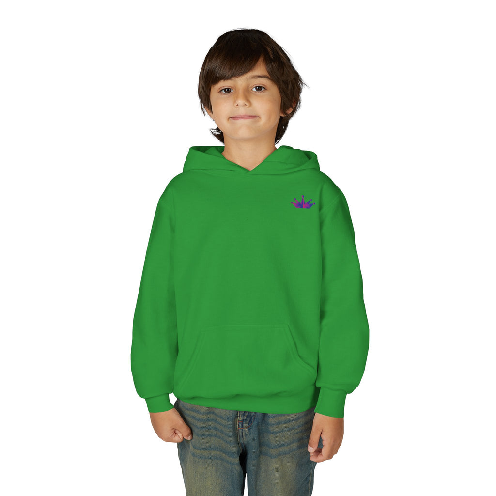 Youth Hoodie with Purple Crown Embroidery — Kids' Royal Logo Sweatshirt