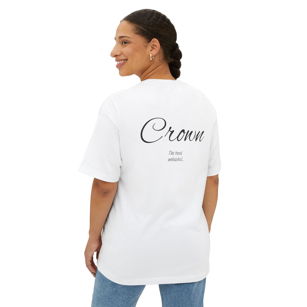Crown Design Unisex Oversized Boxy Tee, Comfortable Tee, Gift for Friends, Casual Wear, Birthday Celebration, Streetwear