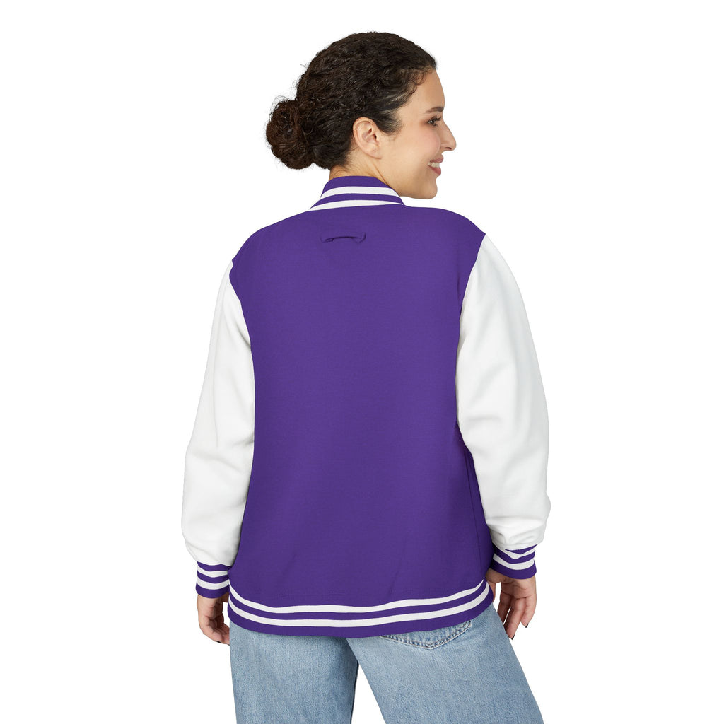Letterman Jacket - Purple Floral Crown Embroidered Varsity Jacket