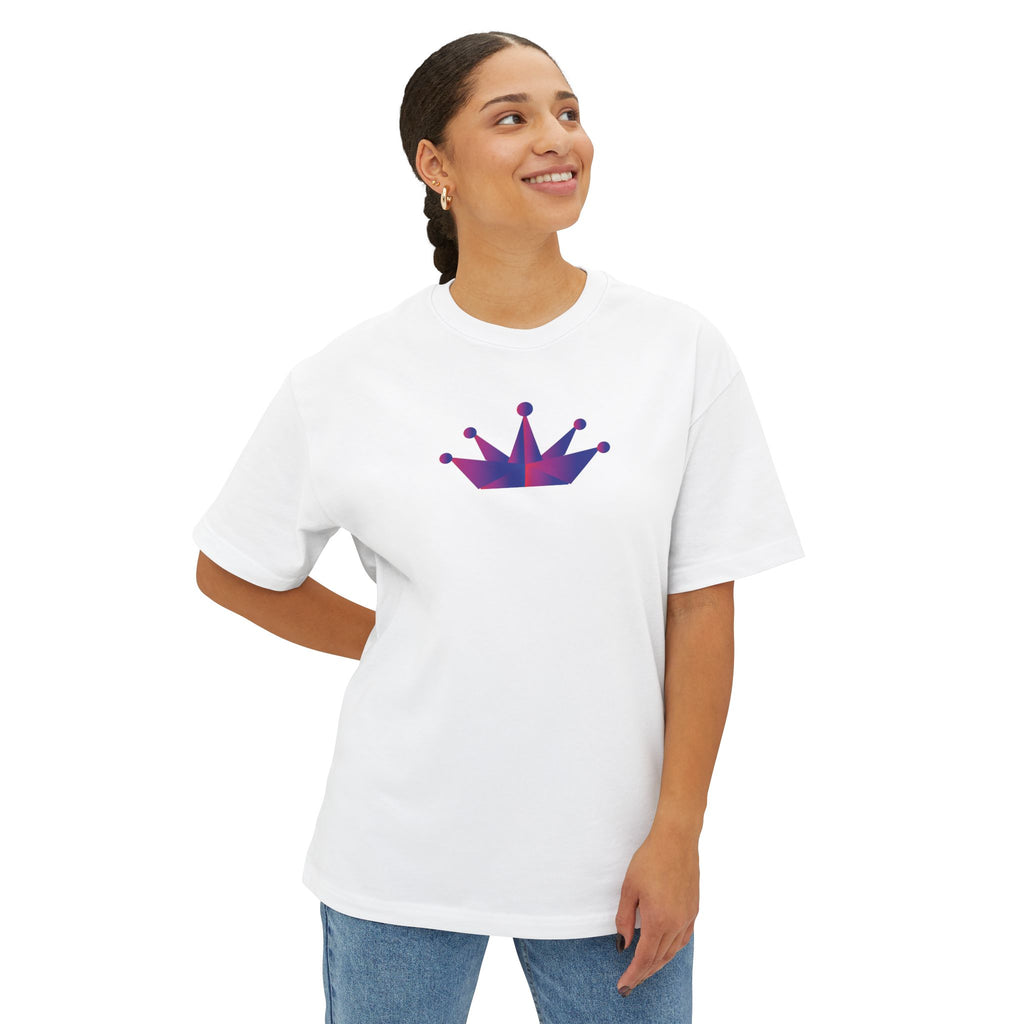 Crown Design Unisex Oversized Boxy Tee, Comfortable Tee, Gift for Friends, Casual Wear, Birthday Celebration, Streetwear