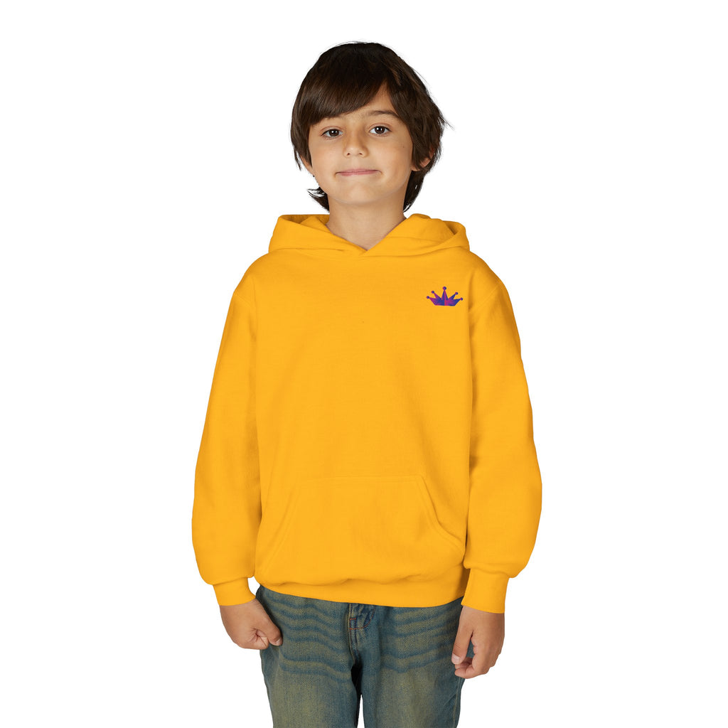 Youth Hoodie with Purple Crown Embroidery — Kids' Royal Logo Sweatshirt