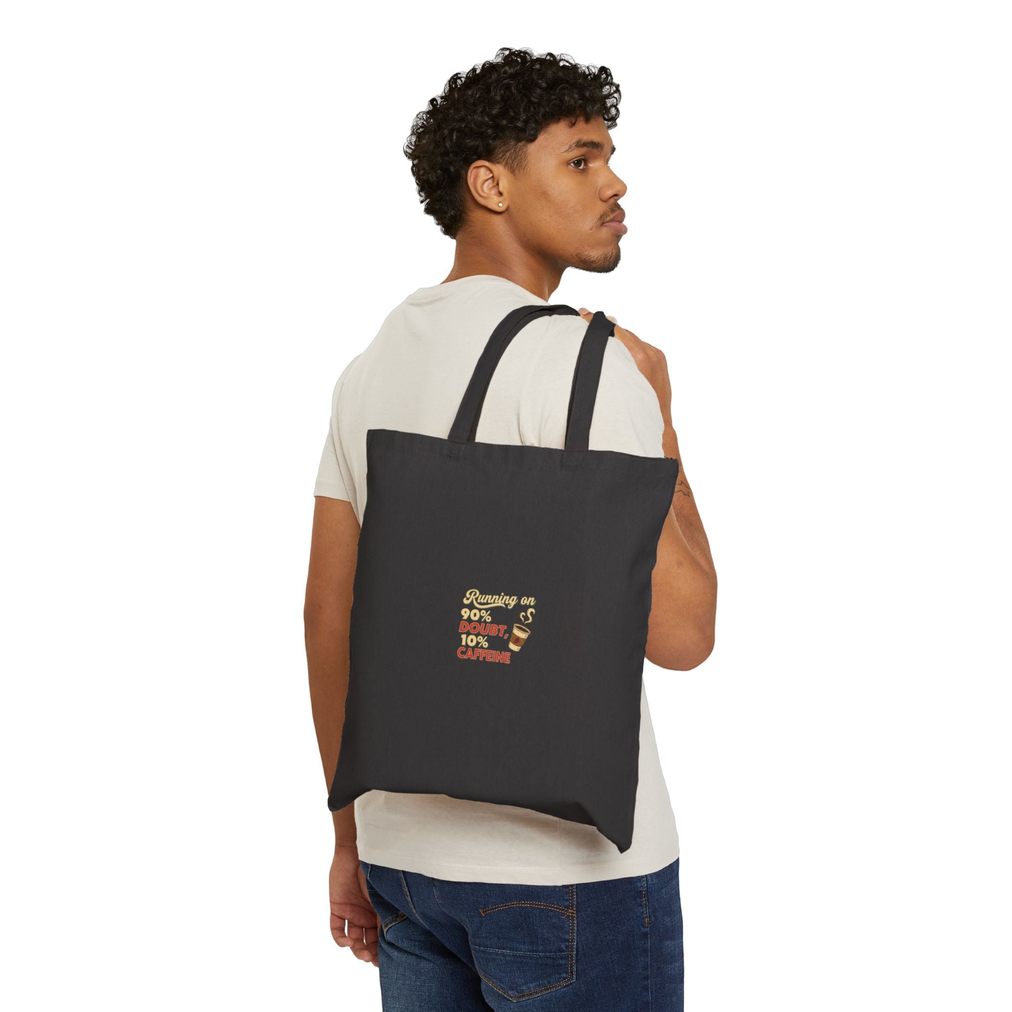 “Running on Donuts and Caffeine” Tote | Sarcastic Quote, Minimal Text-Print