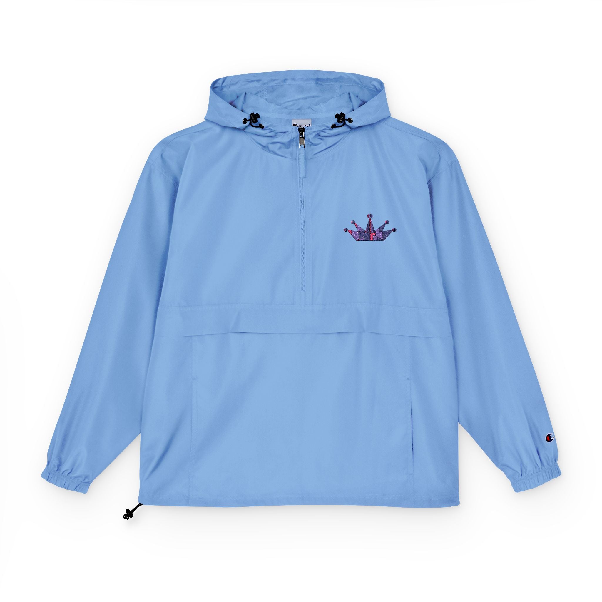Packable Anorak Jacket — Orange Windbreaker with Crown Embroidery