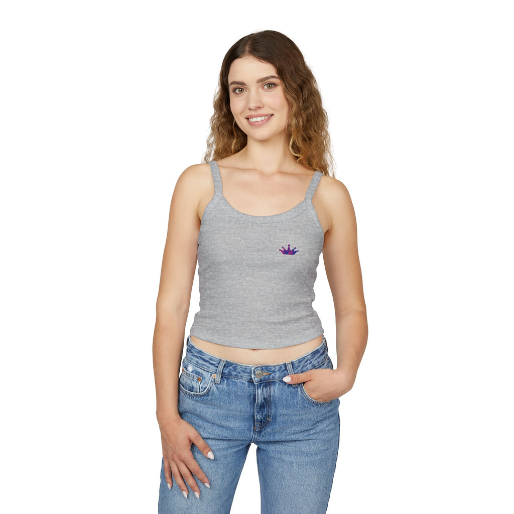 Crown Mini Graphic Tank Top — Feminine Purple Crown Spaghetti Strap Crop