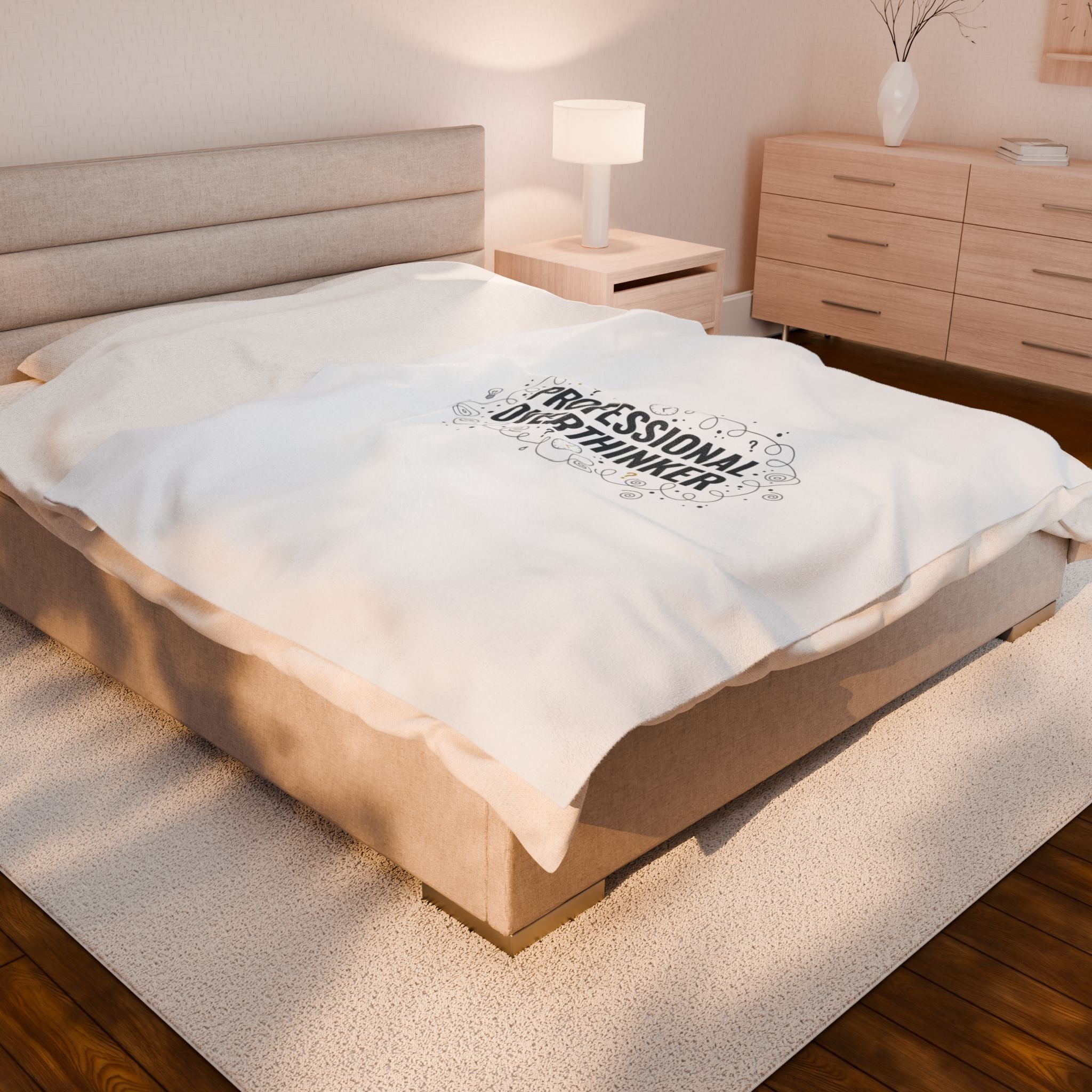 Professional Overthinker Velveteen Plush Blanket | Sarcastic Quote, Self-Deprecating Humor