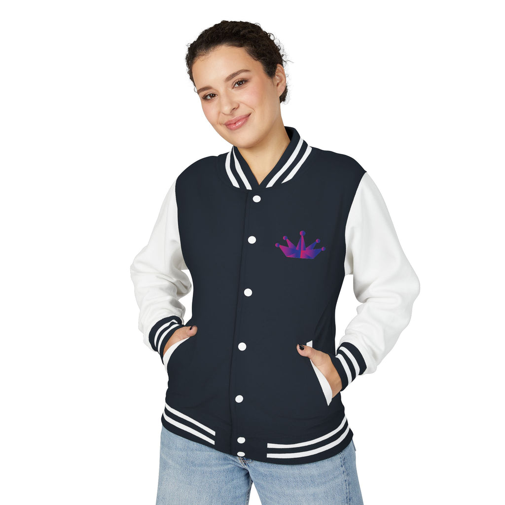 Letterman Jacket - Purple Floral Crown Embroidered Varsity Jacket